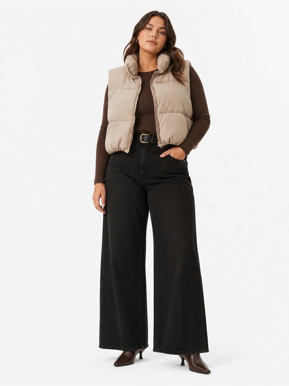SWS Beige Cropped Puffer Vest Cinched Waist – XL GUC *Flaws